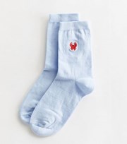 New Look Pale Blue Embroidered Crab Socks